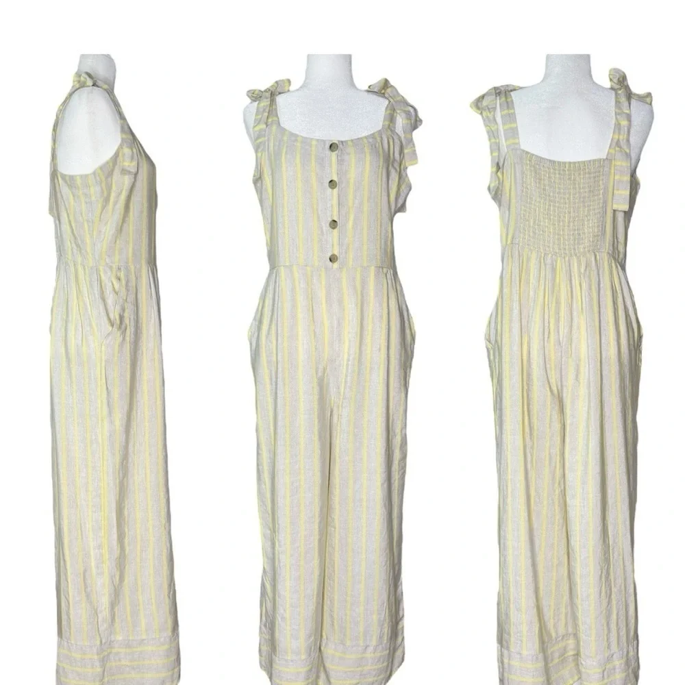 Loft Beach Linen Wide Leg Cropped Jumpsuit Beige
Yellow Boho Minimalist Sz L - Picture 1 of 16